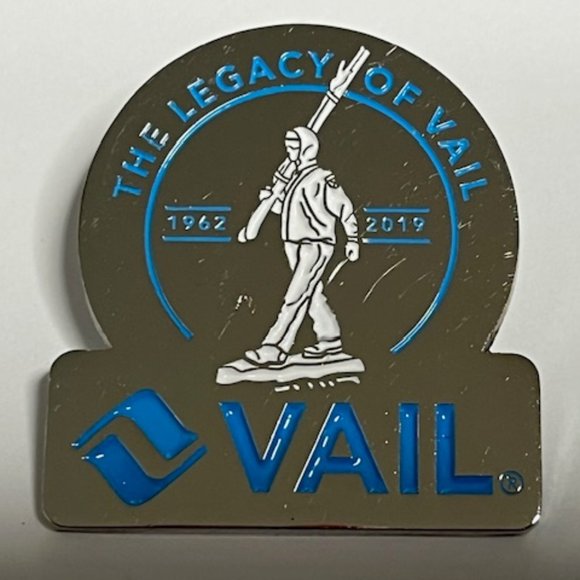 Vail, The Legacy of Vail, 1962-2019, Silver Tone Lapel Hat Pin 1.25"x1.5" - Picture 4 of 10